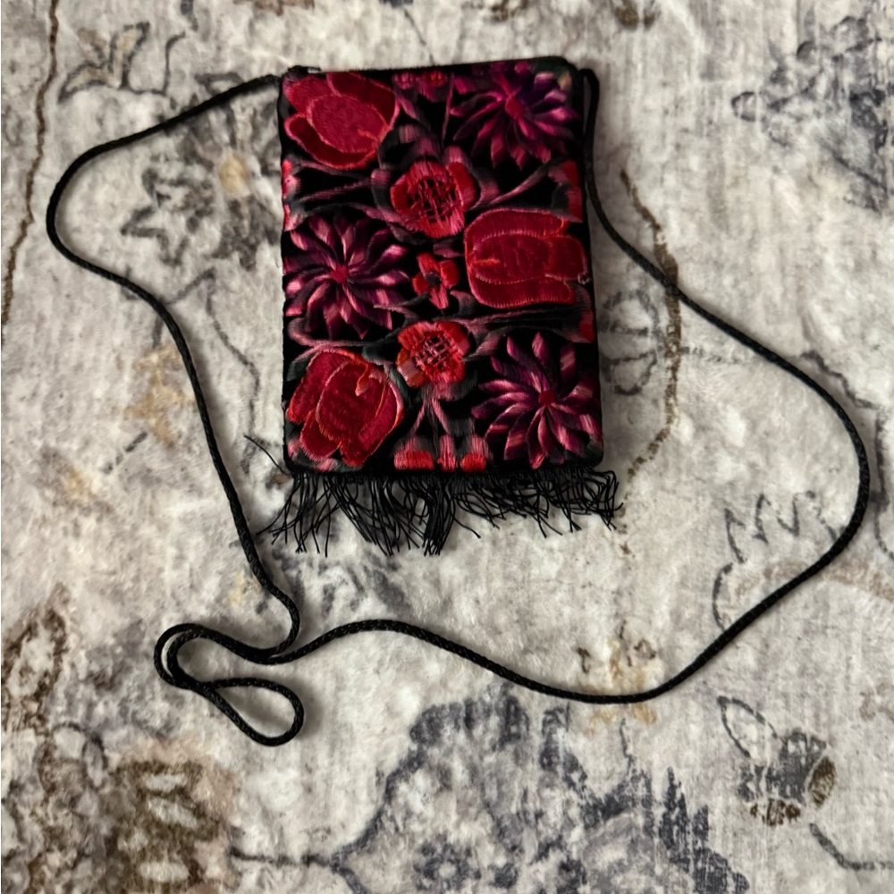Floral Velvet Crossbody Bag